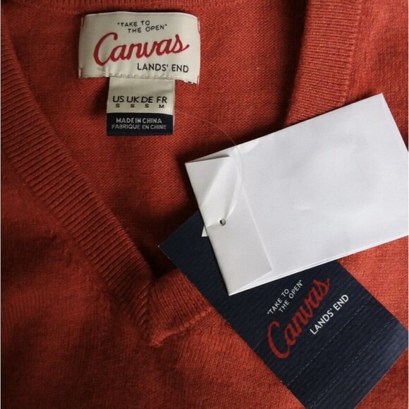 Lands' End Sweater Women Size S Rust Chutney Long Sleeve V-Neck - Picture 3 of 10